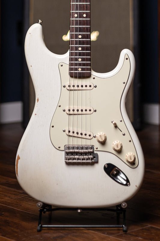 2014 Fender Custom Shop 1963 Stratocaster Relic Electric Guitar - Olympic White